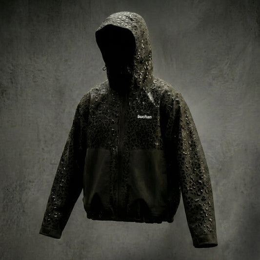Water Reactive Cheetah Rain Jacket - Black