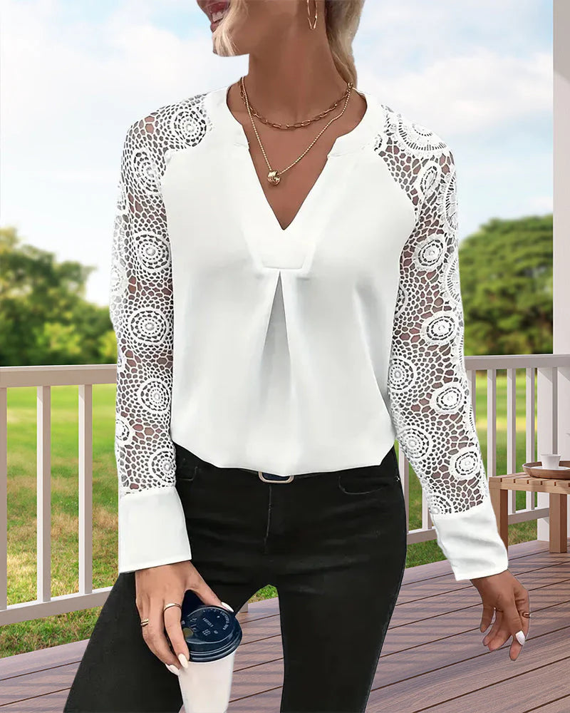 EVA | ELEGANTE BLOUSE MET KANTEN MOUWEN