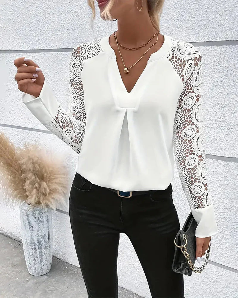 EVA | ELEGANTE BLOUSE MET KANTEN MOUWEN