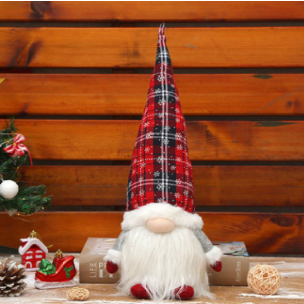 Rudolph doll with Christmas glowing plaid hat