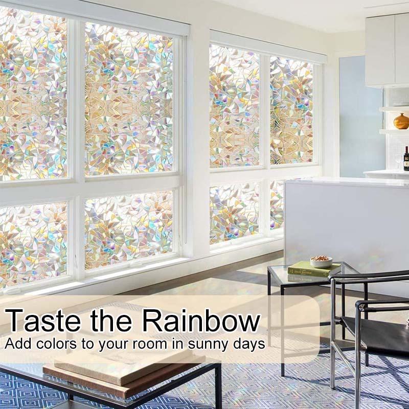 3D Rainbow Window Film,PVC refraction & No glue