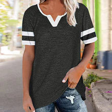 Colorblock V-Neck Short Sleeve Casual T-Shirt