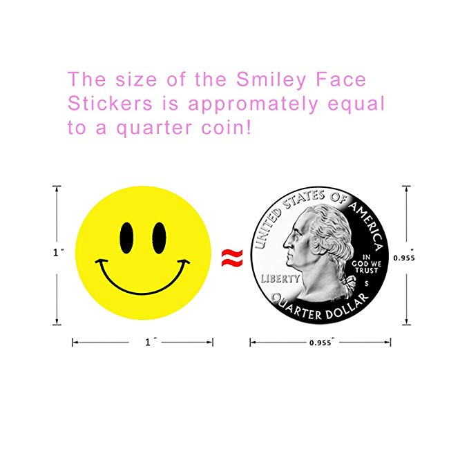 Smiling face sticker yellow dot label
