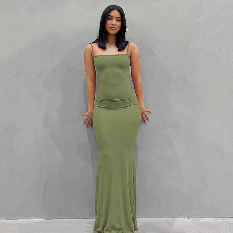 Satin non slip sleeveless backless long skirt