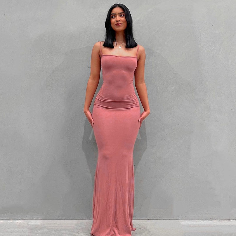 Satin non slip sleeveless backless long skirt