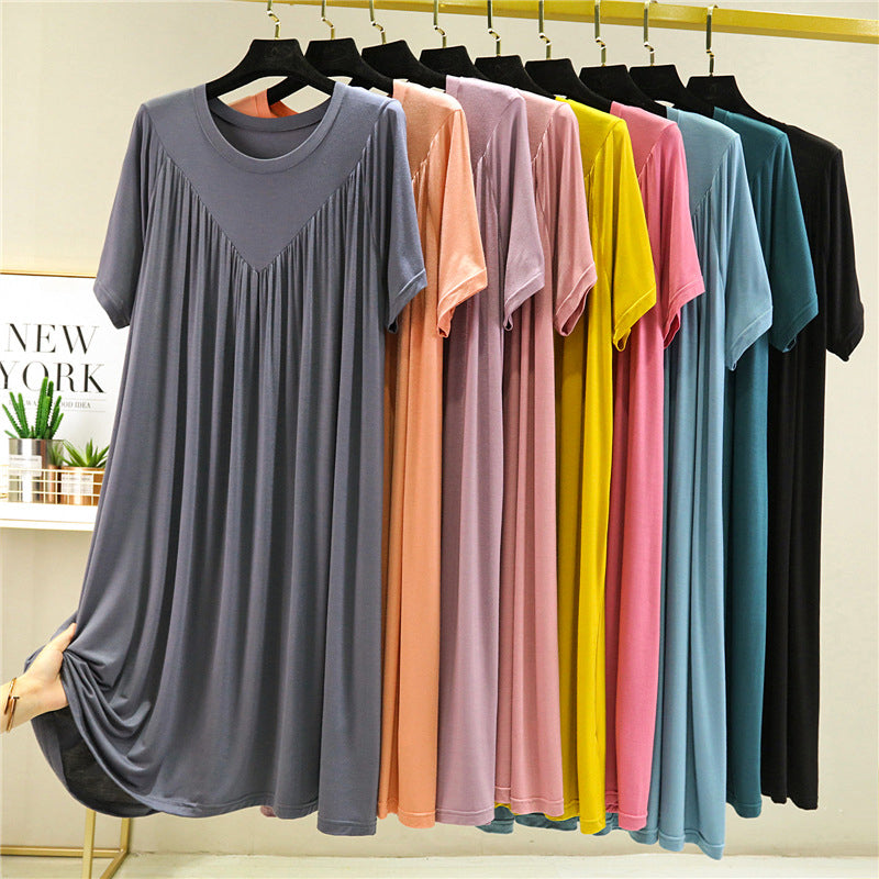 Super Soft Comfortable Short Sleeve Loose Pajama Dress