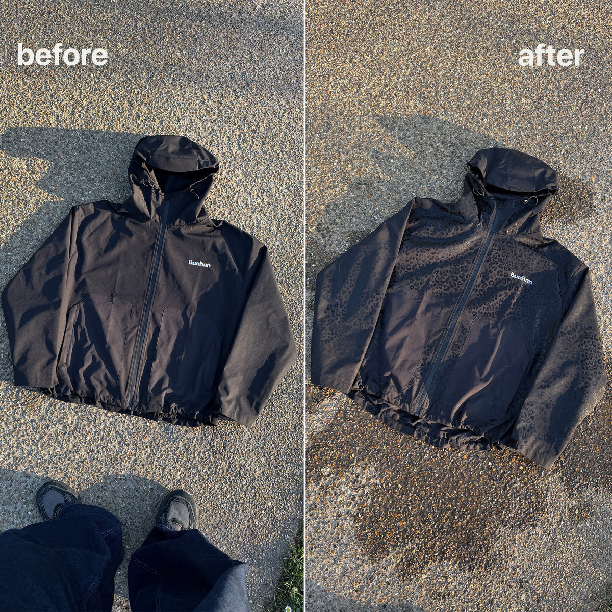 Water Reactive Cheetah Rain Jacket - Black