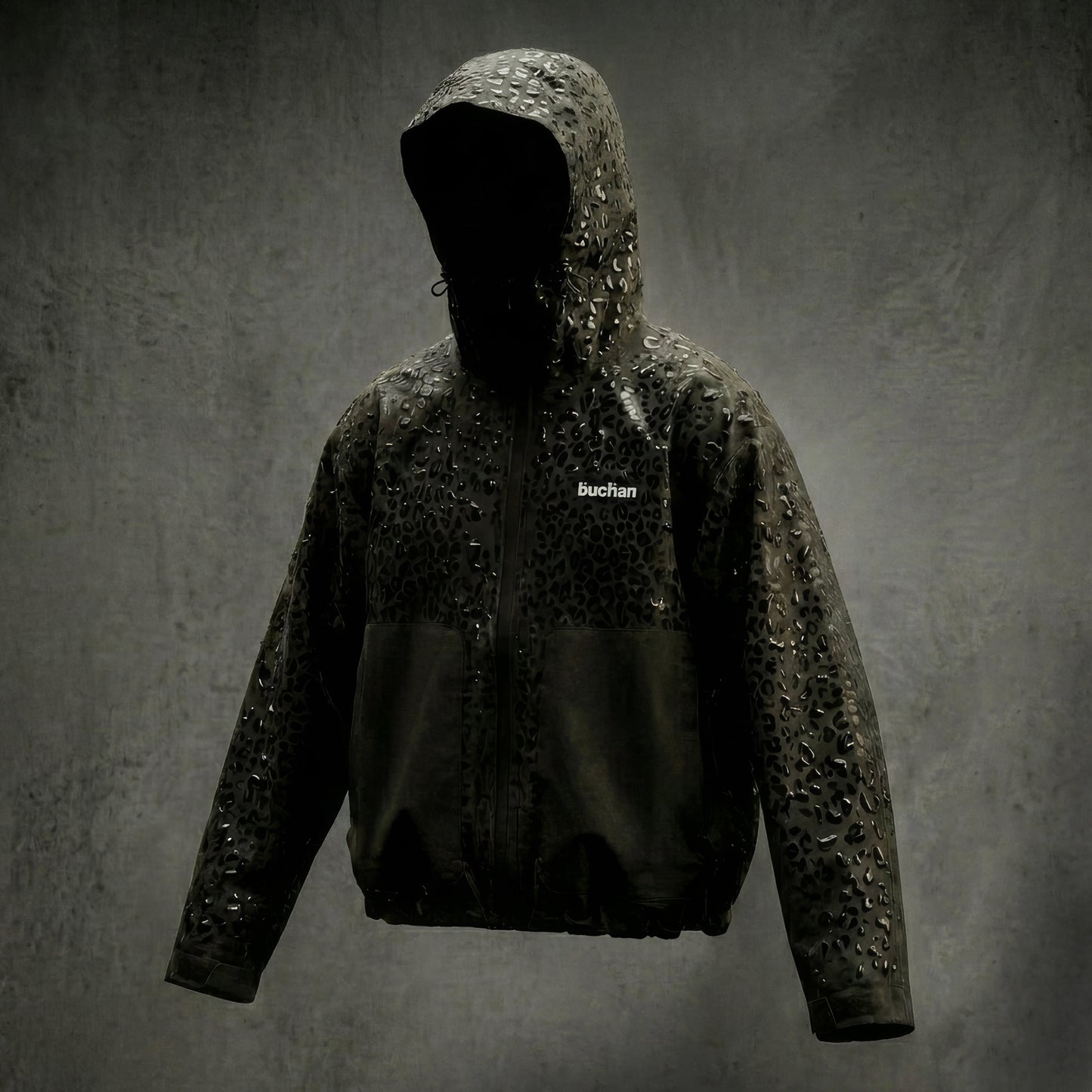 Water Reactive Cheetah Rain Jacket - Black