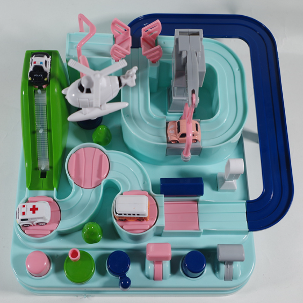 Inertial sliding track interactive toy
