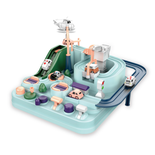 Inertial sliding track interactive toy