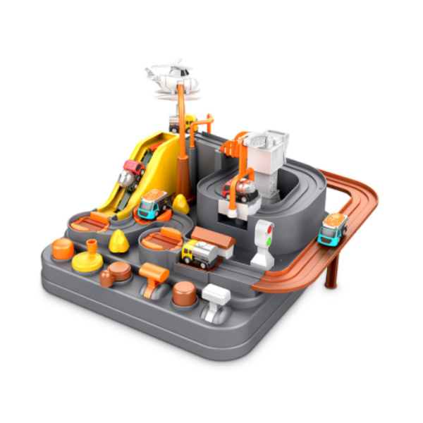 Inertial sliding track interactive toy