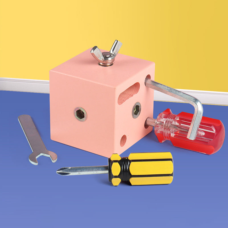 Wooden engineer screw and nut assembly unlocking block
