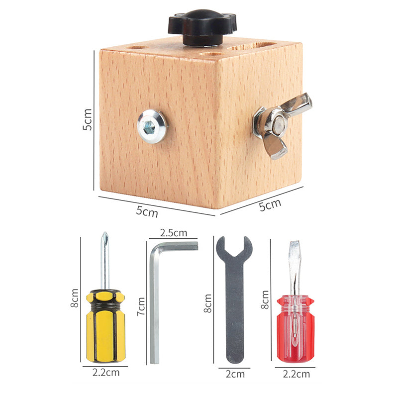 Wooden engineer screw and nut assembly unlocking block