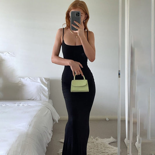 Satin non slip sleeveless backless long skirt