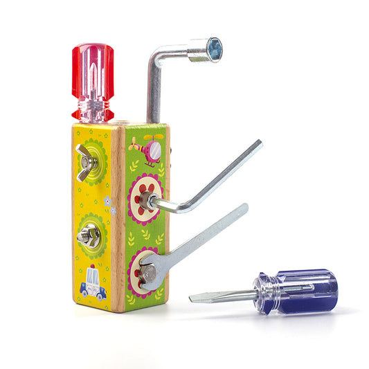 Wooden engineer screw and nut assembly unlocking block