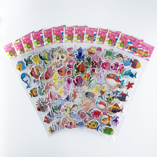 Cartoon sticker collection book sea ocean fish