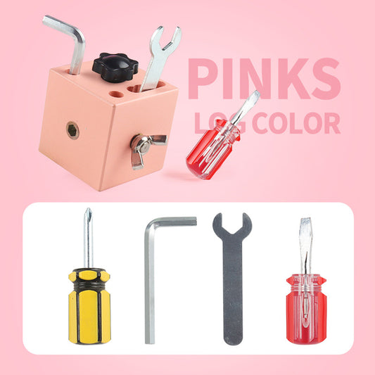 Wooden engineer screw and nut assembly unlocking block