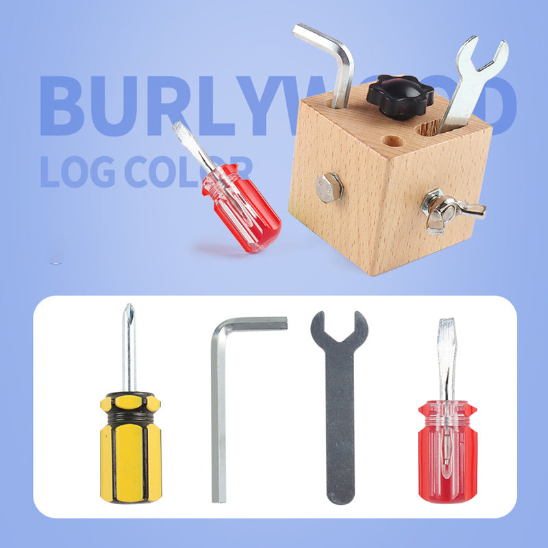 Wooden engineer screw and nut assembly unlocking block